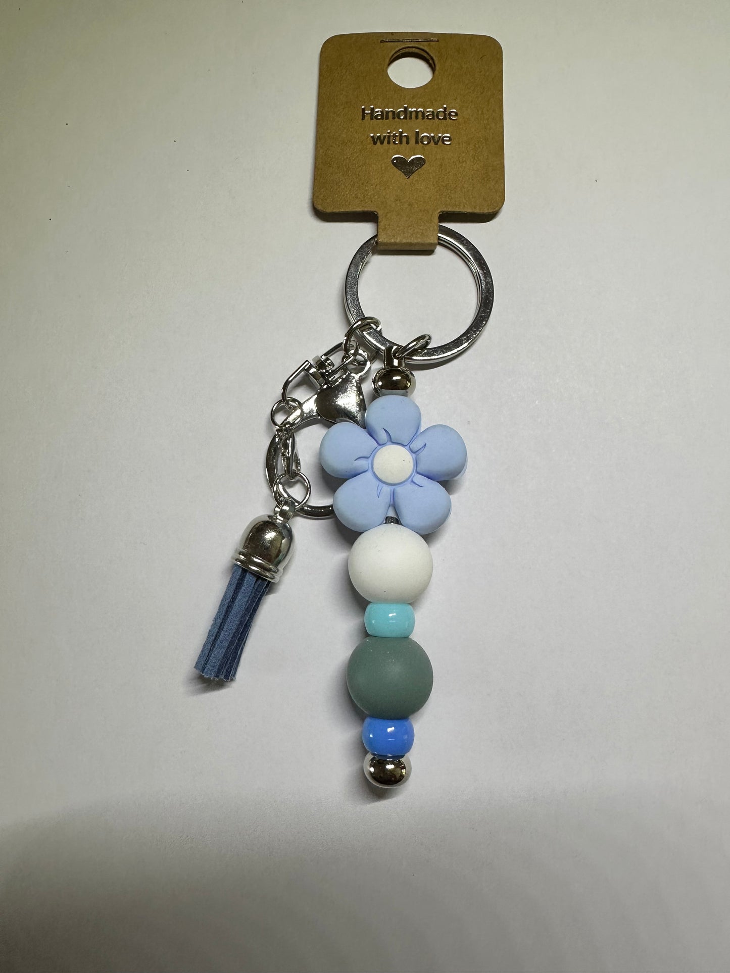 Pale blue flower keyring