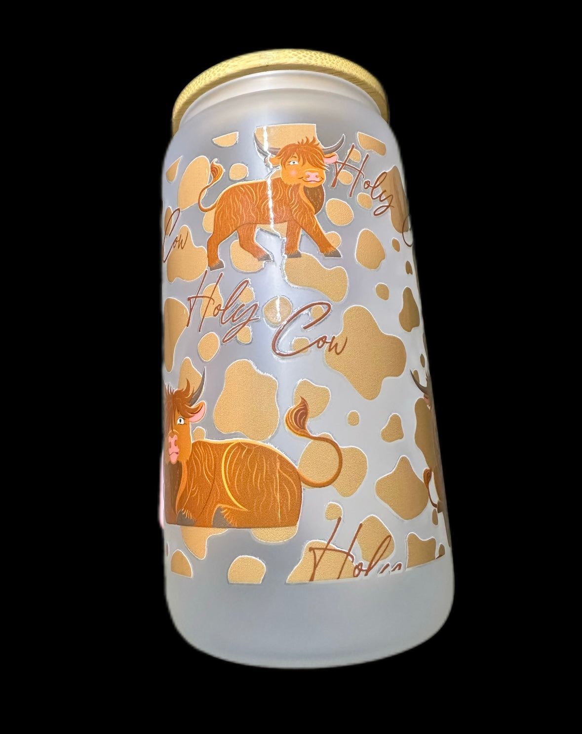 Frosted glass 16oz with bamboo lid