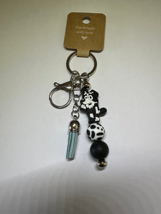 Bluey inspired "black and white dog" keyring