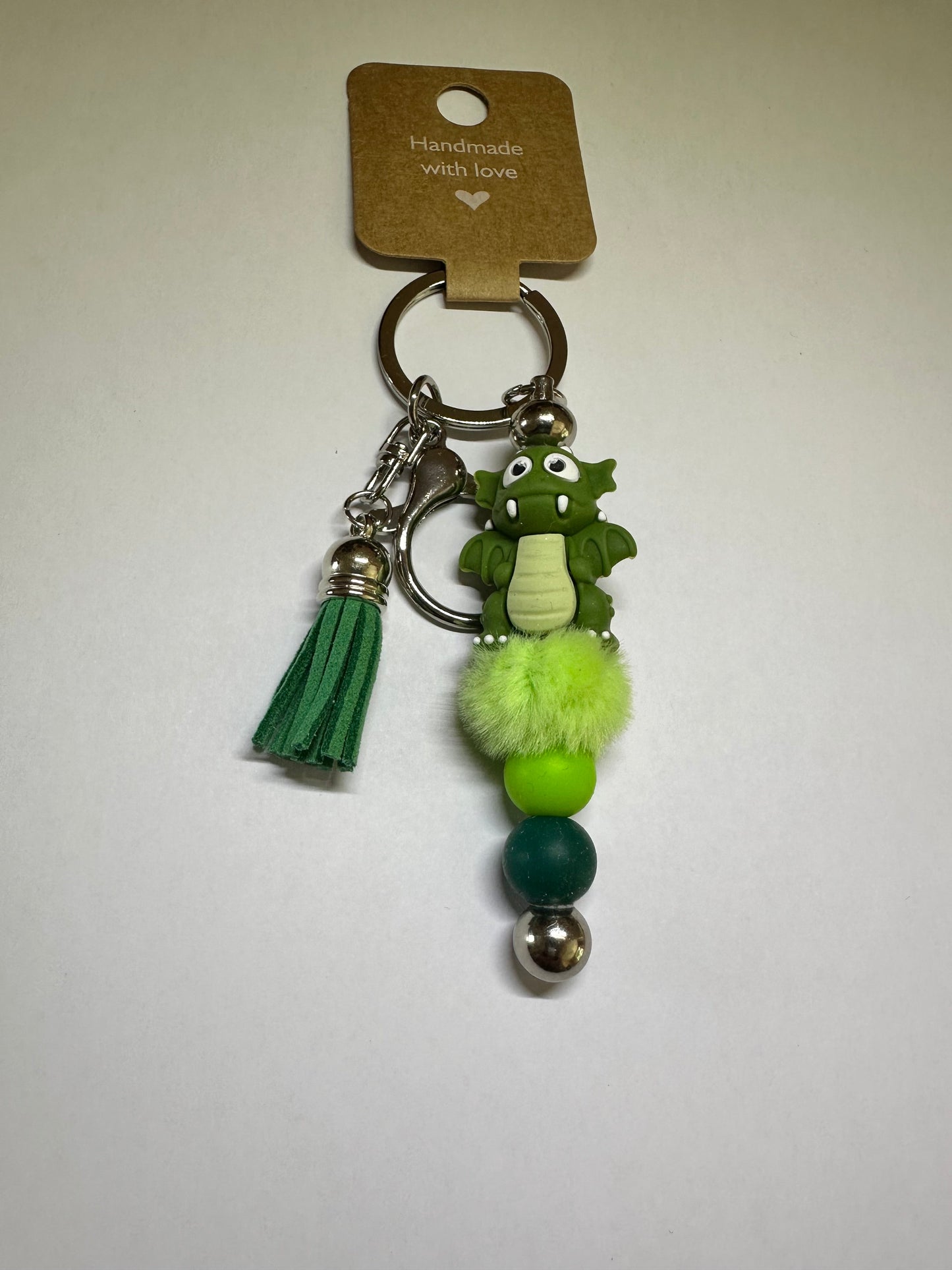 Dark green dragon keyring
