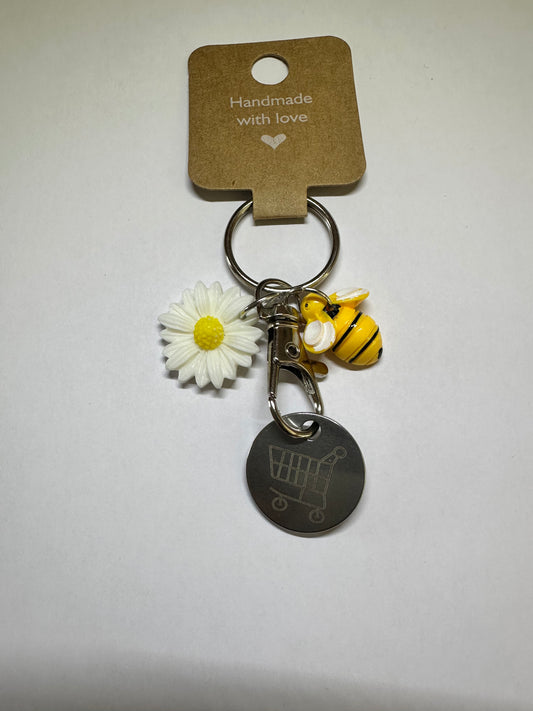 Bee and daisy shopping trolley token