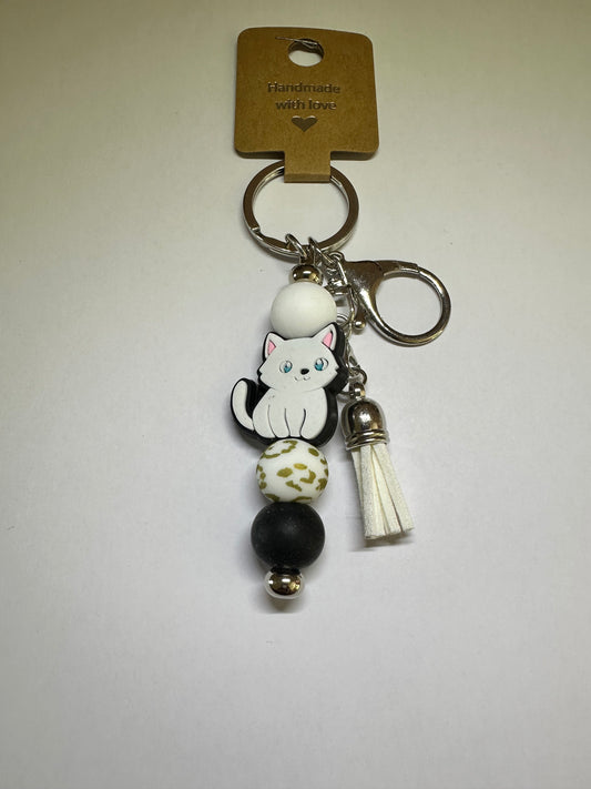 White cat keyring