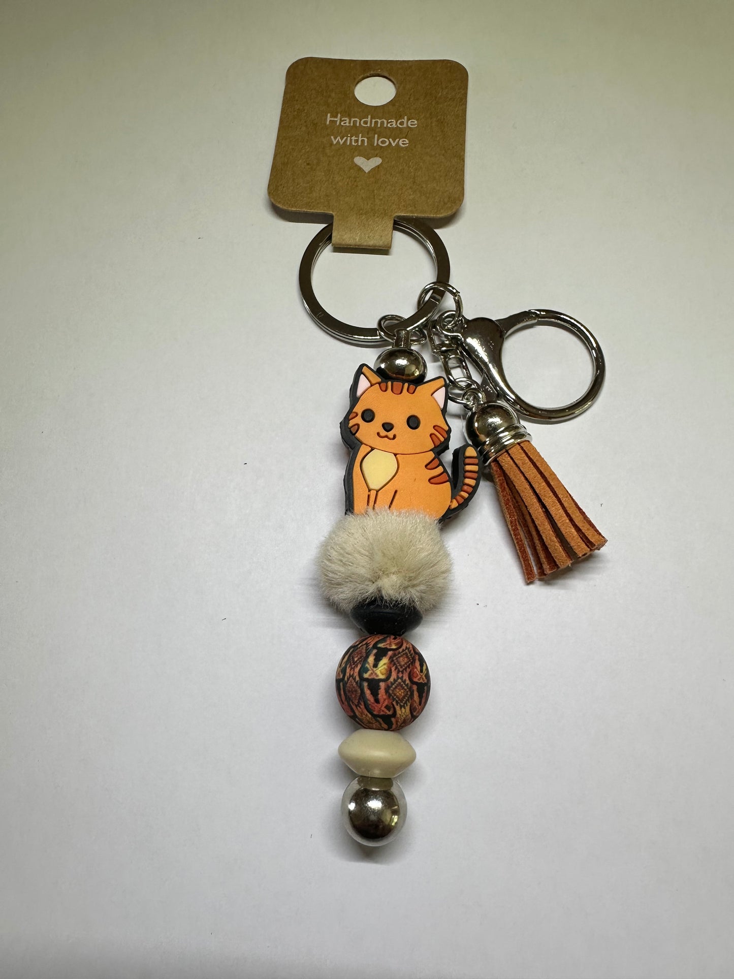 Orange cat keyring