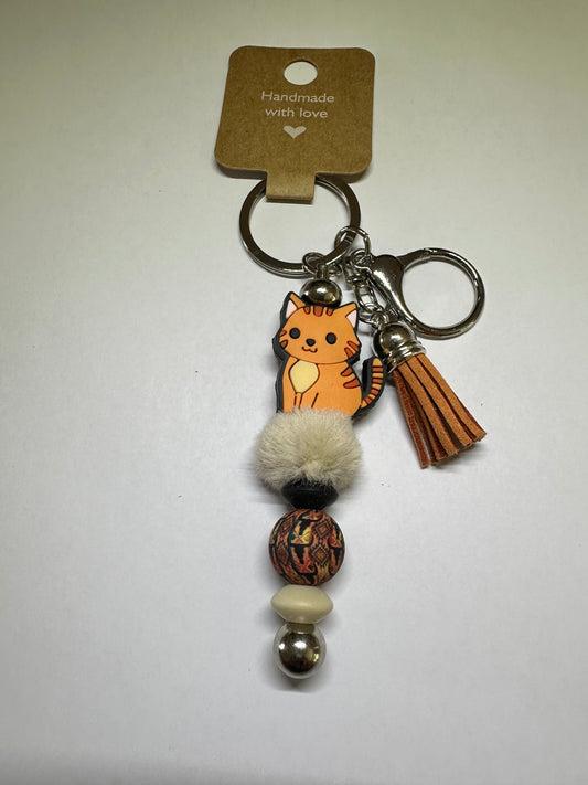 Orange cat keyring