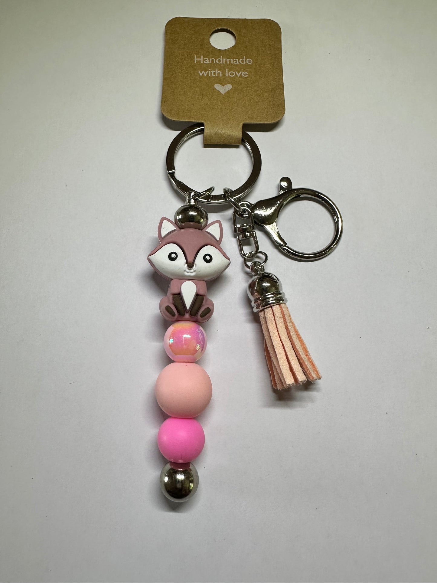 Pink fox keyring