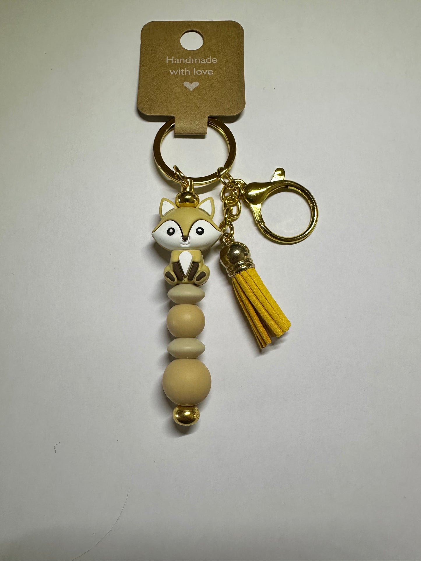 Beige fox keyring