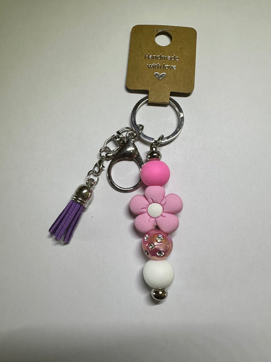 Light pink flower keyring