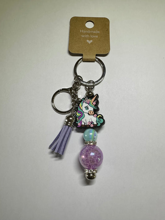 Unicorn keyring with lilac tassel