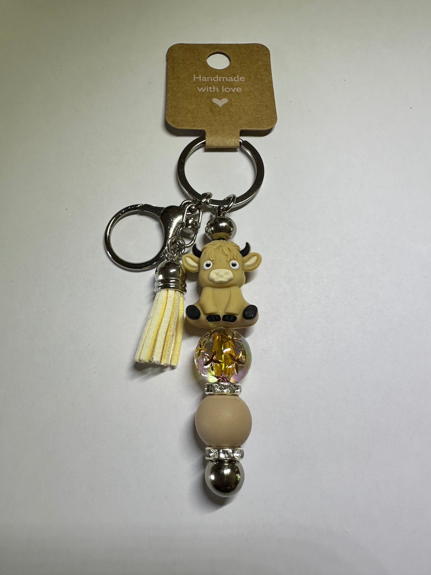 Caramel Highland cow keyring