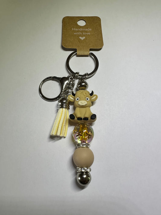 Caramel Highland cow keyring