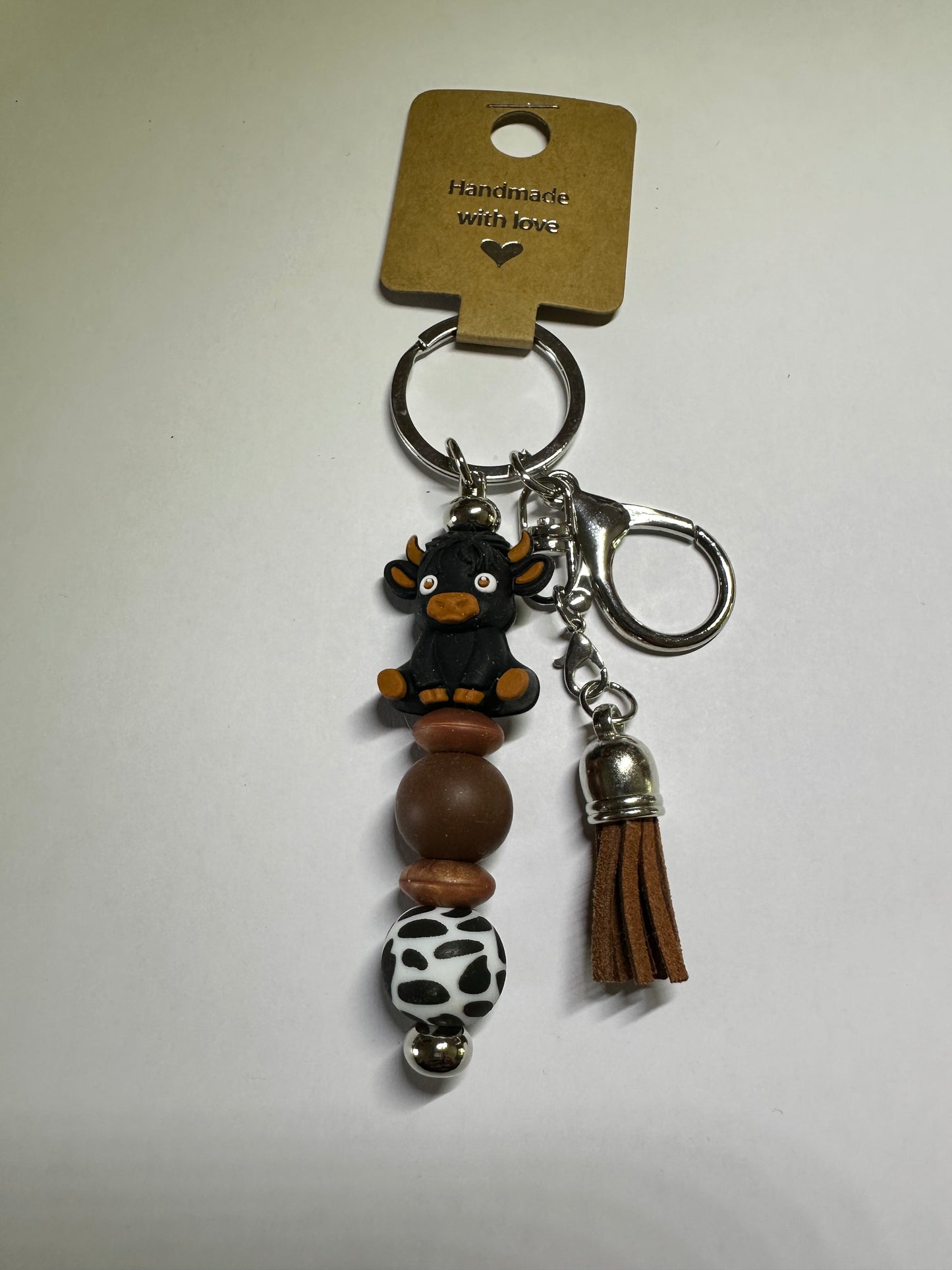 Black Highland cow keyring