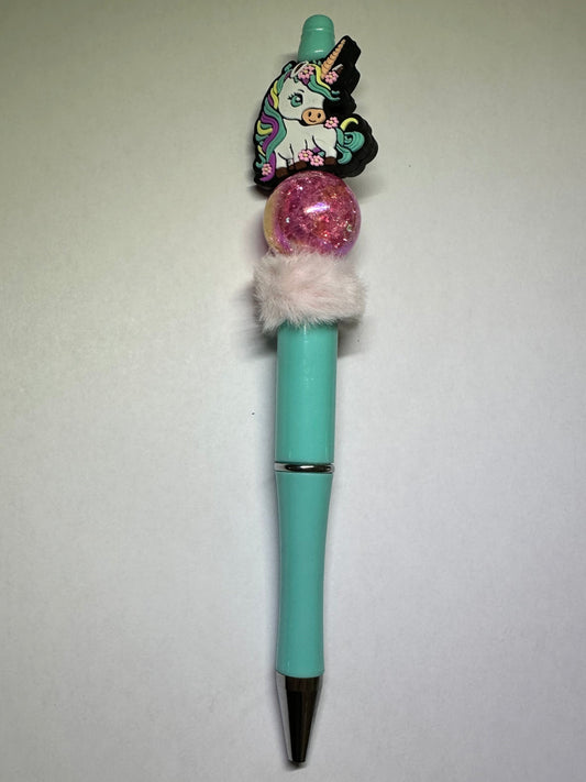 Teal unicorn pen